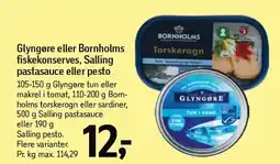 Føtex Glyngøre eller Bornholms fiskesauce, Salling pastasauce eller Pesto tilbud