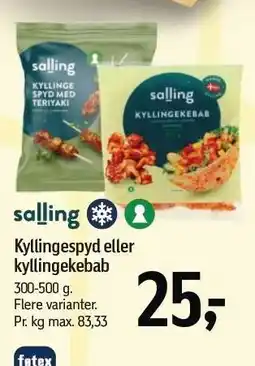 Føtex Salling Kyllingespyd eller kyllingekebab tilbud