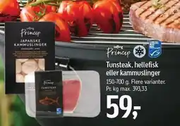Føtex Salling Princip Tunsteaks, hellefisk eller kammuslinger tilbud