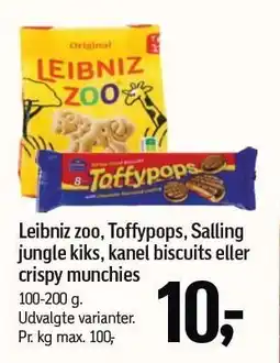Føtex Leibniz zoo, Toffypops, Salling jungle kiks, kanel biscuits eller cripsy muchies tilbud