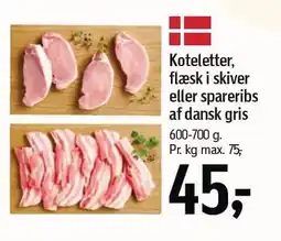 Føtex Koteletter, flæsk i skiver eller spareribs af dansk gris tilbud