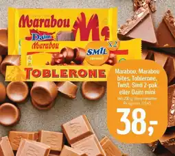 Føtex Marabou, Marabou bites, Toblerone, Twist, Smil 2-pak eller Daim mini tilbud