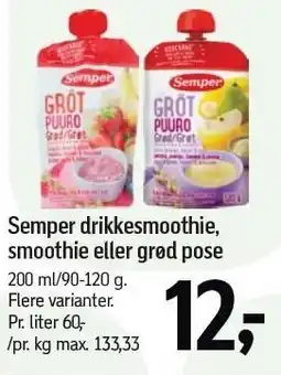 Føtex Semper drikkesmoothie, smoothie eller grød pose tilbud