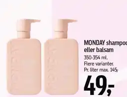 Føtex MONDAY shampoo eller balsam tilbud