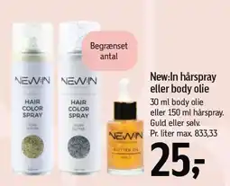 Føtex New:In hårspray eller body olie tilbud