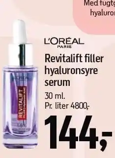 Føtex L'Oréal Revitalift filler hyaluronsyre serum tilbud
