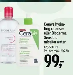 Føtex Cerave hydrating cleanser eller Bioderma Sensibio micellar water1 tilbud