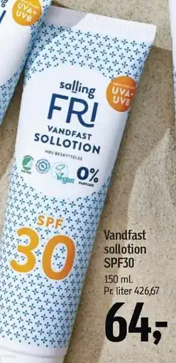 Føtex Vandfast sollotion SPF30 150 ml tilbud