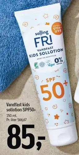 Føtex Vandfast kids sollotion SPF50+ tilbud