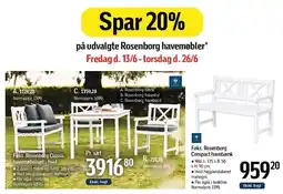 Føtex Spar 20% på udvalgte Rosenborg havemøbler tilbud