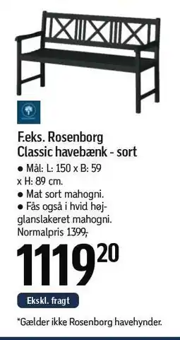 Føtex Rosenborg Classic havebænk - sort tilbud