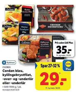Lidl Cordon bleu, kyllingebrystfilet, -over- og underlår eller -underlår tilbud