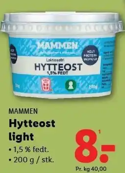 Lidl MAMMEN Hytteost light tilbud