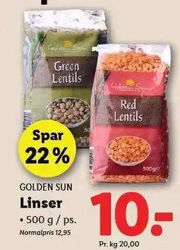 Lidl GOLDEN SUN Linser tilbud