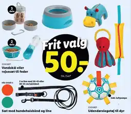Lidl Vandskål eller rejsesæt til foder, Sæt med hundehalsbånd og line eller Udendørslegetøj til dyr tilbud
