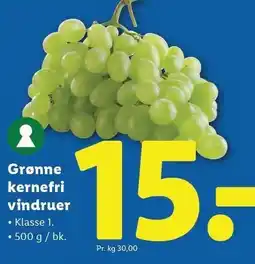 Lidl Grønne kernefrie vindruer tilbud