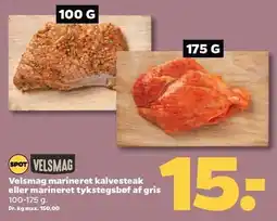 Netto Velsmag marineret kalvesteak eller marineret tykstegsbøf af gris tilbud