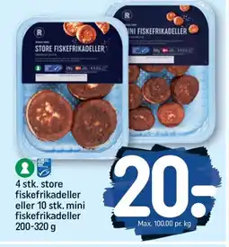 REMA 1000 REMA 1000 4 stk. store fiskefrikadeller eller 10 stk. mini fiskefrikadeller tilbud