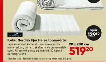Bilka Nordisk Fjer Helse topmadras 90 x 200 cm tilbud