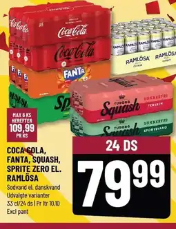Løvbjerg COCA COLA, FANTA, SQUASH, SPRITE ZERO EL. RAMLÖSA tilbud
