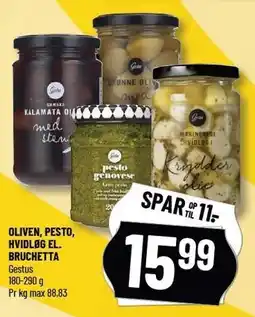 Løvbjerg OLIVEN, PESTO, HVIDLØG EL. BRUSCHETTA tilbud