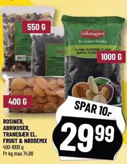 Løvbjerg ROSINER, ABRIKOSER, TRANEBÆR EL. FRUGT & NØDDEMIX tilbud