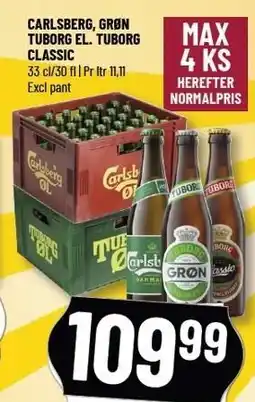 Løvbjerg CARLSBERG, GRØN TUBORG EL. TUBORG CLASSIC tilbud
