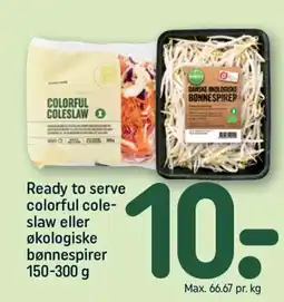 REMA 1000 Ready to serve colorful cole- slaw eller økologiske bønnespirer tilbud