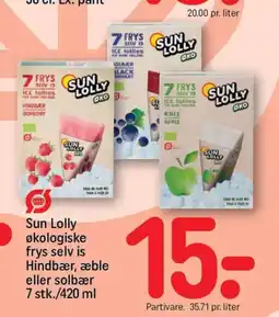 REMA 1000 Sun Lolly økologiske frys selv is Hindbær, æble eller solbær tilbud