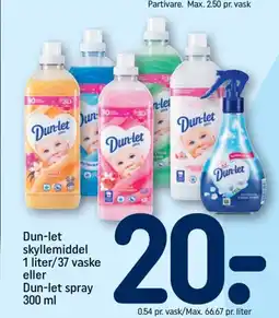 REMA 1000 Dun-let skyllemiddel 1 liter/37 vaske eller Dun-let spray tilbud