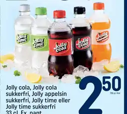 REMA 1000 Jolly cola, Jolly cola sukkerfri, Jolly appelsin sukkerfri, Jolly time eller Jolly time sukkerfri tilbud