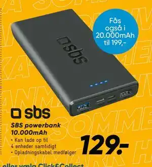 Bilka SBS powerbank 10.000mAh tilbud