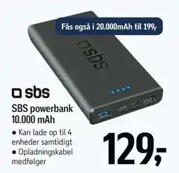 Føtex SBS powerbank 10.000 mAh tilbud