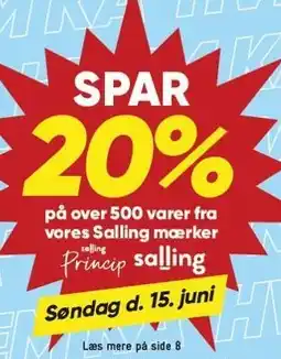 Bilka SPAR 20% på over 500 varer fra vores Salling mærker tilbud