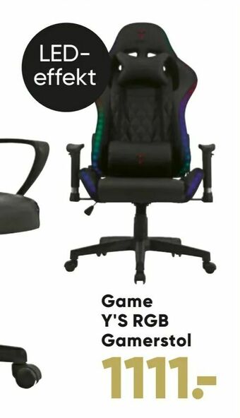 Bilka Game Y'S RGB Gamerstol tilbud