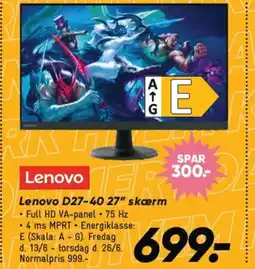 Bilka Lenovo D27-40 27″ skærm tilbud