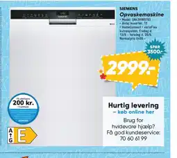 Bilka SIEMENS Opvaskemaskine tilbud