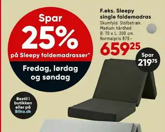 Bilka Sleepy single foldemadras tilbud