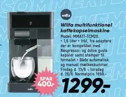 Bilka Wilfa multifunktionel kaffekapselmaskine tilbud