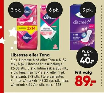 Bilka Libresse eller Tena tilbud