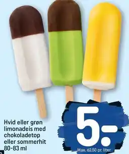 REMA 1000 Hvid eller grøn limonadeis med chokoladetop eller sommerhit 80-83 ml tilbud