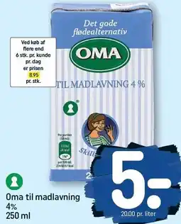 REMA 1000 Oma til madlavning 4% 250 ml tilbud