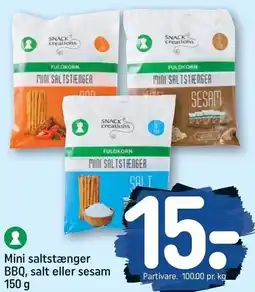 REMA 1000 Mini saltstænger BBQ, salt eller sesam 150 g tilbud