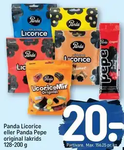 REMA 1000 Panda Licorice eller Pande Pepe original lakrids 128-200 g tilbud