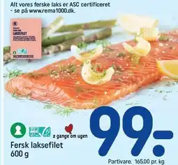 REMA 1000 Fersk laksefilet 600 g tilbud