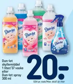 REMA 1000 Dun-let sjyllemiddel eller Dun-let spray tilbud