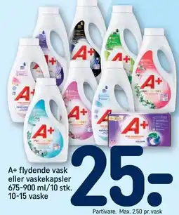 REMA 1000 A+ flydende vask eller vaskekapsler tilbud