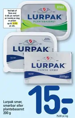 REMA 1000 Lurpak smør, smørbar eller plantebasseret tilbud