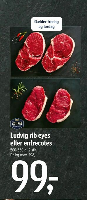 Føtex Ludvig rib eyes eller entrecotes tilbud