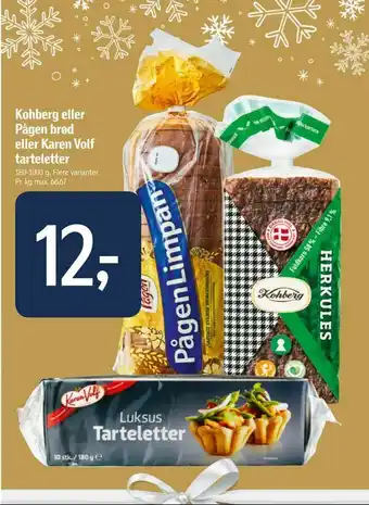 Føtex Kohberg eller Pågen brød eller Karen Volf tarteletter tilbud